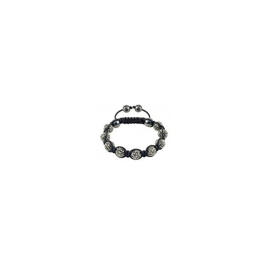 St Tropez - Tresor Paris Bracelet - Grey 10mm Crystal & Magnetite - Black Cord - 015371