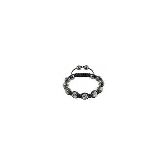 St Tropez - Tresor Paris Bracelet - Grey 10mm Crystal & Magnetite - Black Cord - 015371