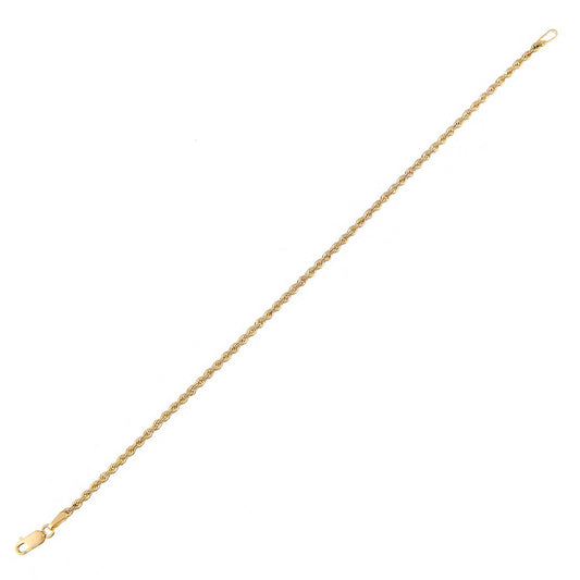 9ct Gold Rope Chain Bracelet 2mm 7.25 inch - 040AXLHVCY-7.25