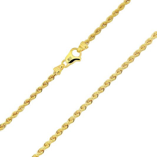 9ct Gold Rope Chain Necklace 3mm 18 inch - 050AXLHVC18