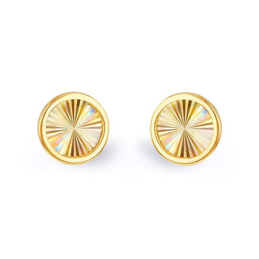 9ct Gold Magic Rainbow Starburst Round CD Disc Stud Earrings 8mm - 1-55-9539