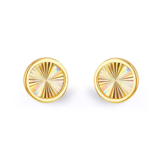 9ct Gold Magic Rainbow Starburst Round CD Disc Stud Earrings 8mm - 1-55-9539