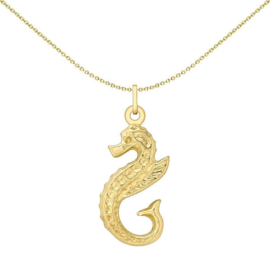 9ct Gold Seahorse Good Luck Charm Pendant 24mm - 1-61-0353