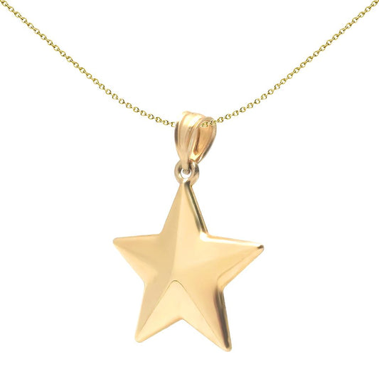9ct Gold Crystal Encrusted 5 Pointed Super Star Pendant Necklace - 1-62-9812