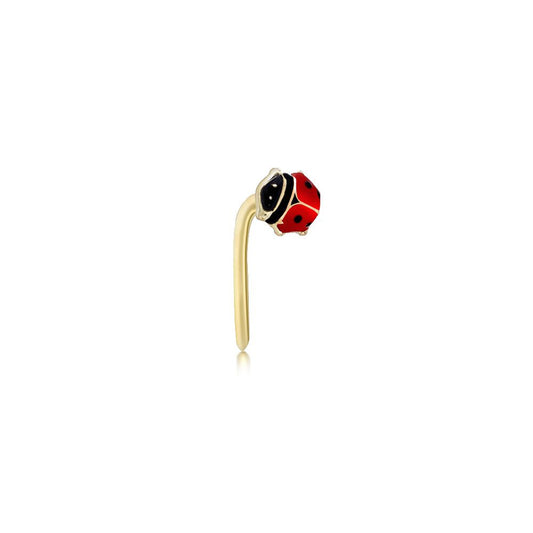 9ct Gold Red & Black Enamel Ladybird L-Post Nose Stud 3mm - 1-70-0719