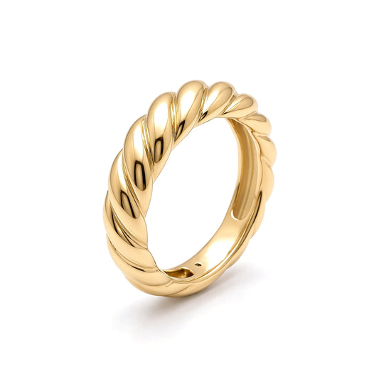 9ct Gold Gachnun Twist Dome Croissant Ring 6mm - 1-83-6269