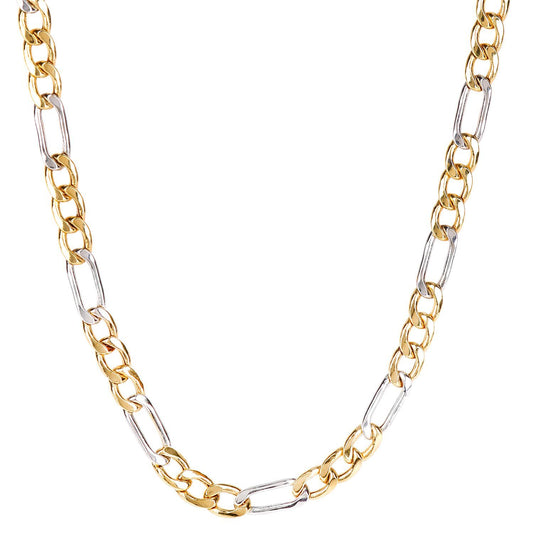9ct White & Yellow Gold Figaro Chain Necklace 5mm 18 inch - 120AXLHGR30YW-18
