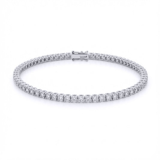 18ct White Gold 3.00ct Natural Diamond Line Tennis Bracelet - 18B019-300