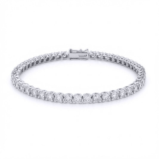 18ct White Gold 5.00ct Natural Diamond Line Tennis Bracelet - 18B019-500