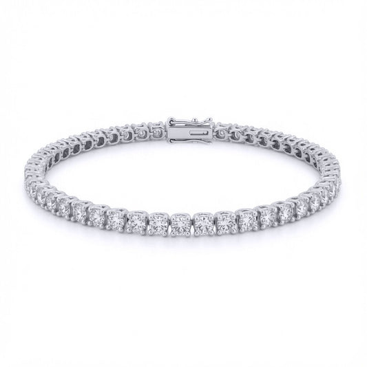 18ct White Gold 6.00ct Natural Diamond Line Tennis Bracelet - 18B019-600