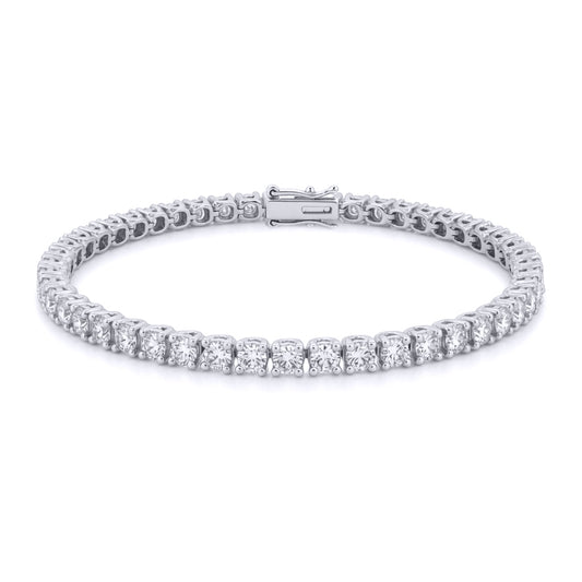 18ct White Gold 6ct Certified Natural Diamond Tennis Bracelet - 18B019-600