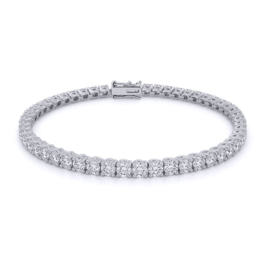 18ct White Gold 7.00ct Natural Diamond Line Tennis Bracelet - 18B019-700