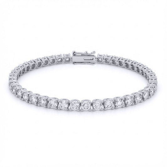 18ct White Gold 8.00ct Natural Diamond Line Tennis Bracelet - 18B019-800