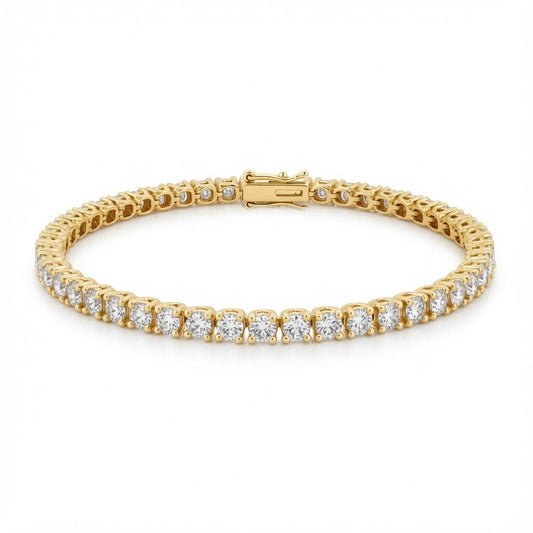 18ct Yellow Gold 6.00ct Natural Diamond Line Tennis Bracelet - 18B095-600