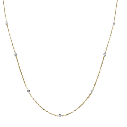 18ct 2 Colour Gold Diamond By The Inch Eternity Necklace - 18C002