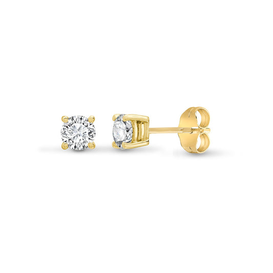 18ct Gold 0.2ct Diamond Solitaire Stud Earrings - 18E001-020