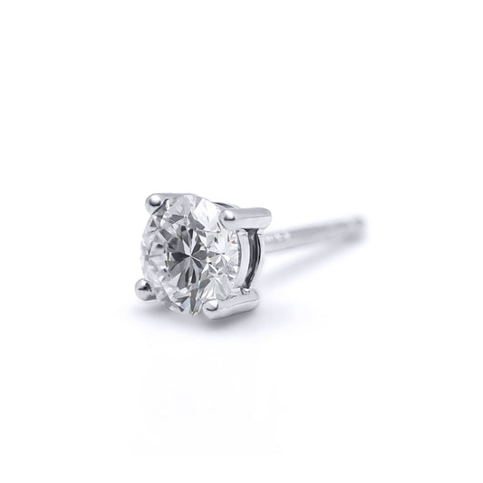 18ct White Gold 0.5ct Diamond Solitaire Stud Earrings - 18E005-050