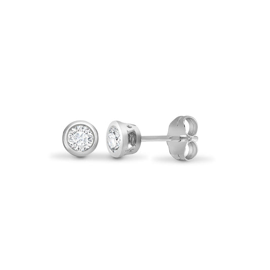 18ct White Gold 0.2ct Diamond Solitaire Stud Earrings - 18E014-020