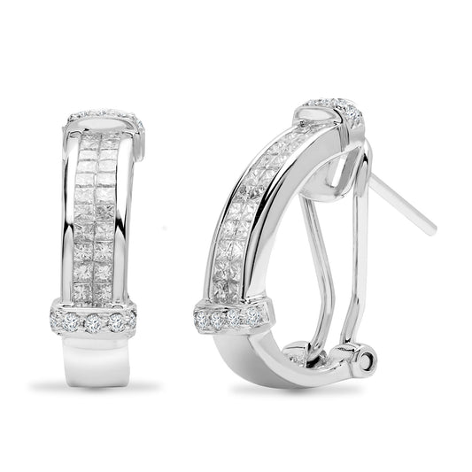 18ct White Gold 0.9ct Diamond Buckle Clip Drop Earrings - 18E050