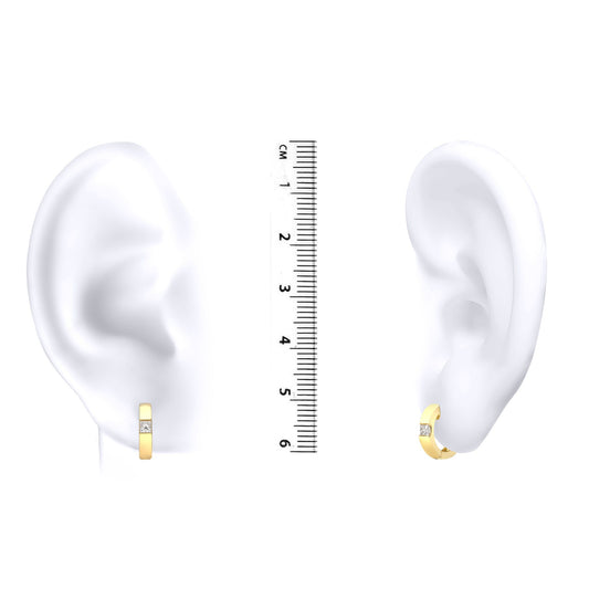 18ct Gold 0.18ct Diamond Solitaire Huggie Hoop Earrings 12mm - 18E144