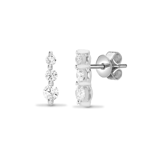 18ct White Gold 0.33ct Diamond Trilogy Drop Earrings - 18E239