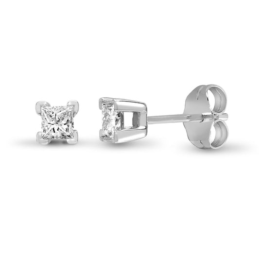 18ct White Gold 1ct Diamond Solitaire Stud Earrings - 18E357-100