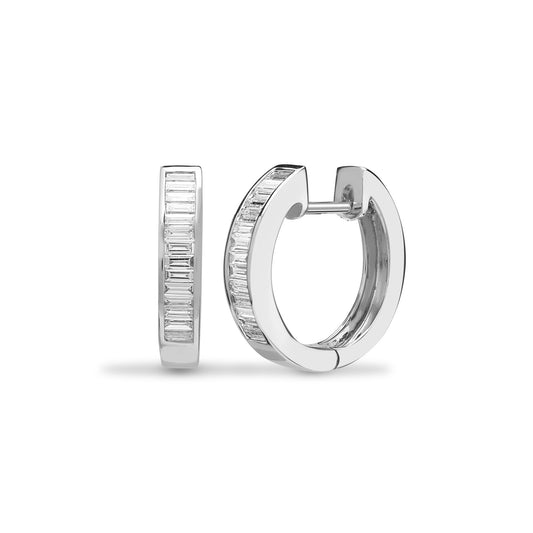 18ct White Gold 0.53ct Diamond Eternity Huggie Hoop Earrings 16mm - 18E376