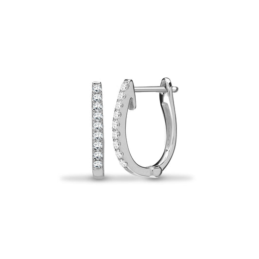 18ct White Gold 0.22ct Diamond Eternity Oval Huggie Hoop Earrings - 18E383