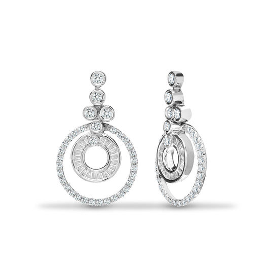18ct White Gold 0.62ct Diamond Halo Bubbles Drop Earrings - 18E415