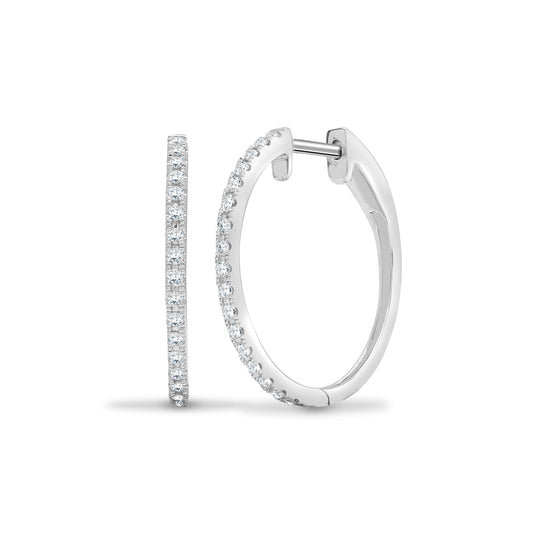 18ct White Gold 0.35ct Diamond Eternity Huggie Hoop Earrings 23mm - 18E443
