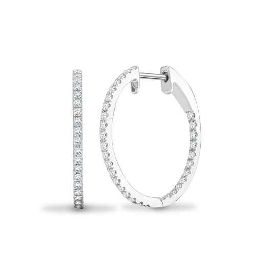 18ct White Gold 0.64ct Diamond Eternity Huggie Hoop Earrings 23mm - 18E446