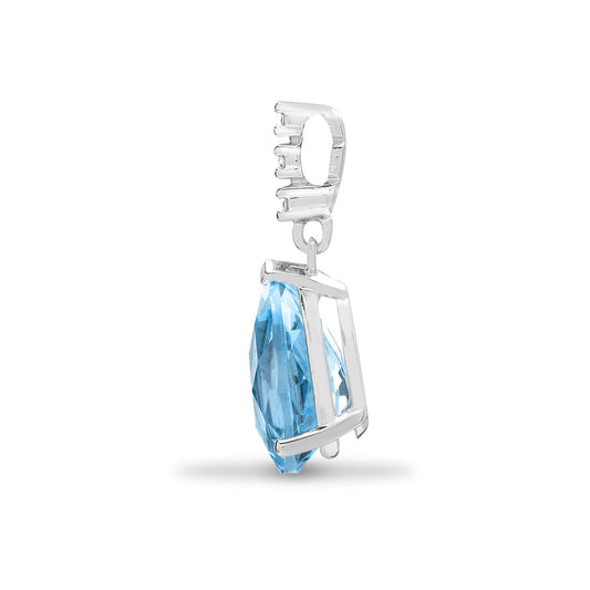 18ct White Gold Diamond Blue Topaz Tears of Joy Drop Pendant - 18P184