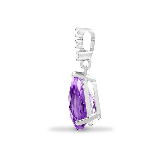 18ct White Gold Diamond Purple Amethyst Tears of Joy Drop Pendant - 18P185