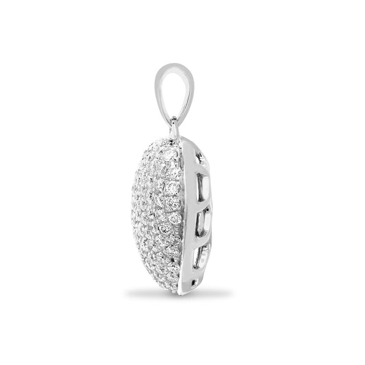18ct White Gold 0.66ct Diamond Domed Love Heart Cluster Pendant - 18P279