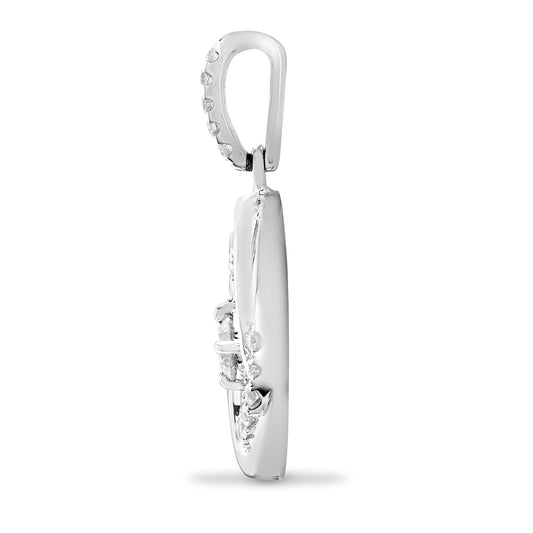 18ct White Gold 0.4ct Diamond Whirlpool Solitaire Pendant - 18P286