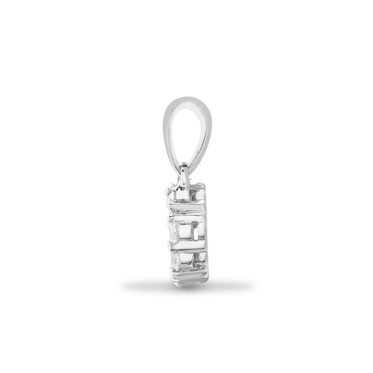 18ct White Gold 1ct Diamond Clover Window Cluster Pendant - 18P297-100