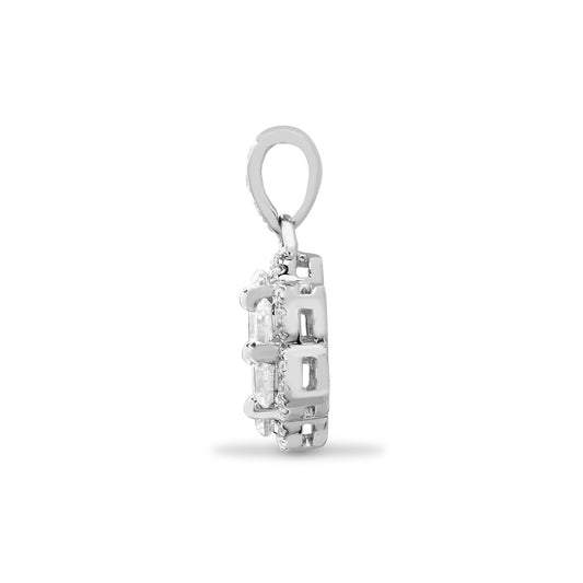 18ct White Gold 0.77ct Diamond Daisy Halo Cluster Cluster Pendant - 18P322