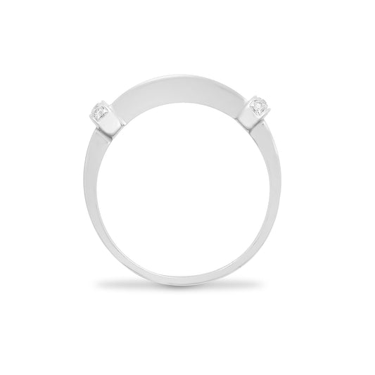 18ct White Gold Diamond Dual Row Collared Eternity Ring 4mm - 18R202