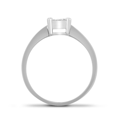 18ct White Gold Diamond Illusion Solitaire Engagement Ring 5.5mm - 18R377-050