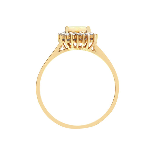 18ct Gold 0.14ct Diamond and Opal Solitaire Cluster Ring 8mm - 18R502
