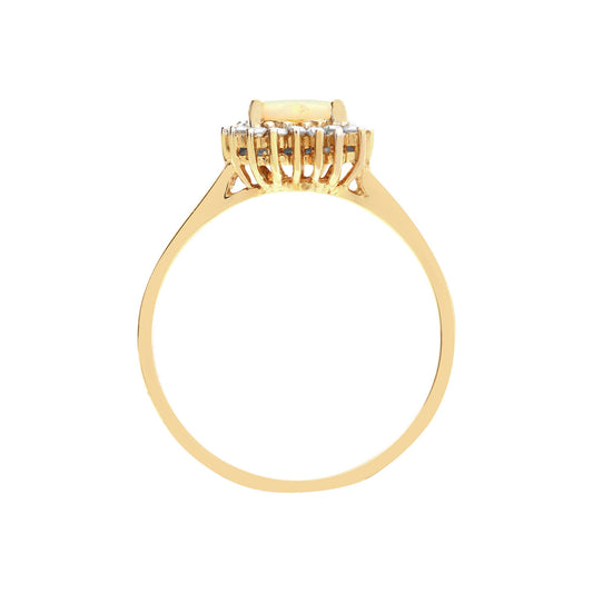 18ct Gold 0.14ct Diamond and Opal Solitaire Cluster Ring 8mm - 18R502