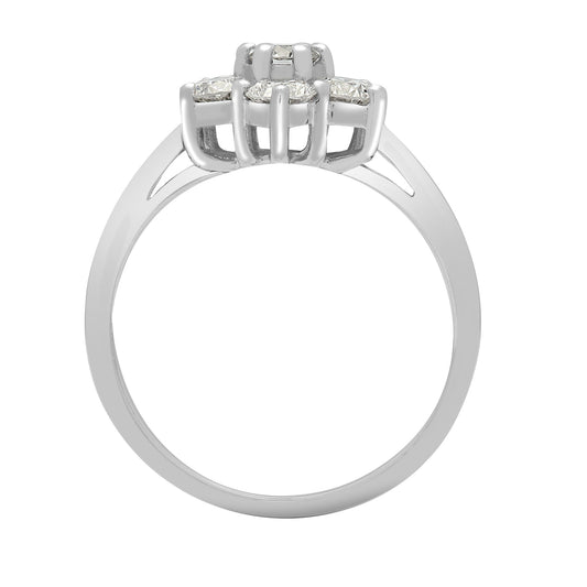 18ct White Gold 0.5ct Diamond 7 Stone Flower Cluster Ring 8mm - 18R543-050