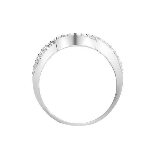 18ct White Gold Diamond Crossover Wavy Wishbone Eternity Ring 5mm - 18R764