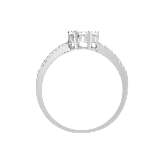 18ct White Gold Diamond Solitaire style Daisy Cluster Ring 7mm - 18R778
