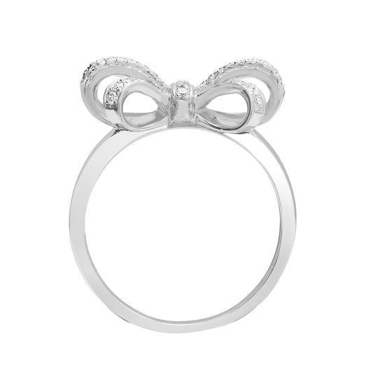 18ct White Gold 0.46ct Diamond Butterfly Bow Tie Dress Ring 7.5mm - 18R786