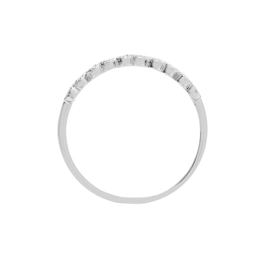 18ct White Gold Diamond Pentalogy Heart Halo Eternity Ring 4mm - 18R796