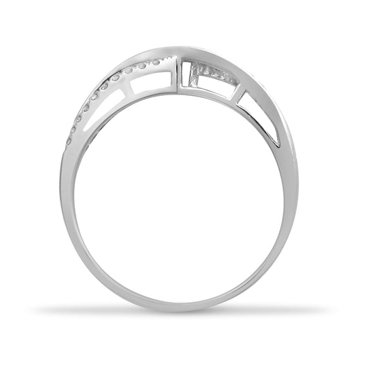 18ct White Gold 0.48ct Diamond Crossover Waves Eternity Ring 5mm - 18R801