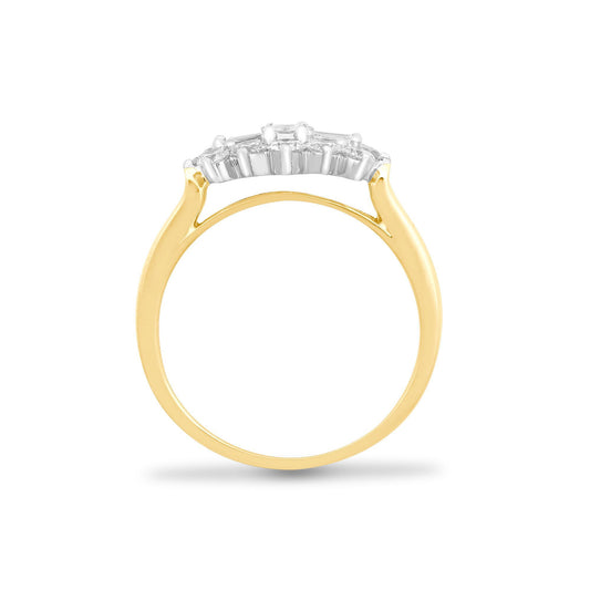 18ct Gold 1ct Diamond Boat Cluster Ring 9mm - 18R884