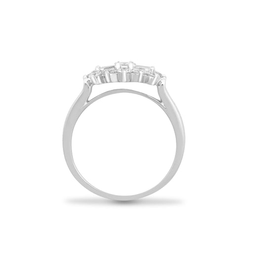 18ct White Gold 0.5ct Diamond Boat Cluster Ring 7mm - 18R885