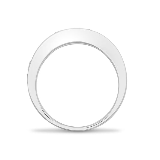 18ct White Gold Diamond Emerald Alternating Eternity Ring 3.5mm - 18R908